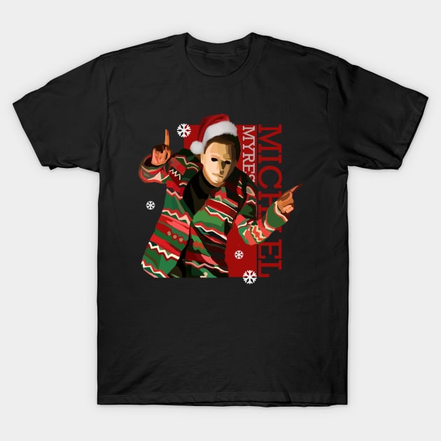 michael myers christmas T-Shirt by Semhar Flowers art